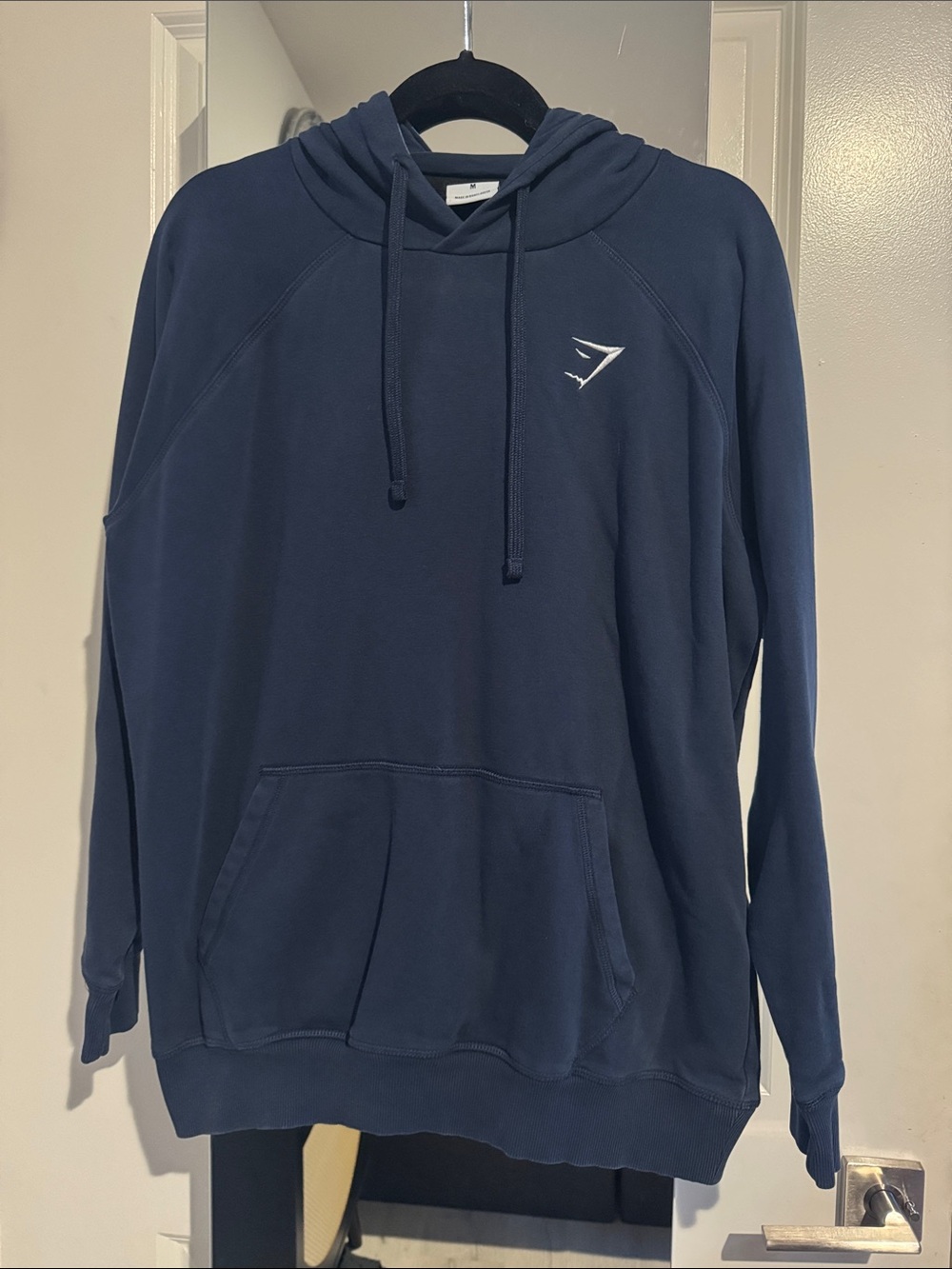 Gymshark Navy Blue Pullover Hoodie with White Logo